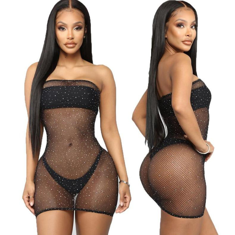 SEXY SHINY MESH NIGHTDRESS