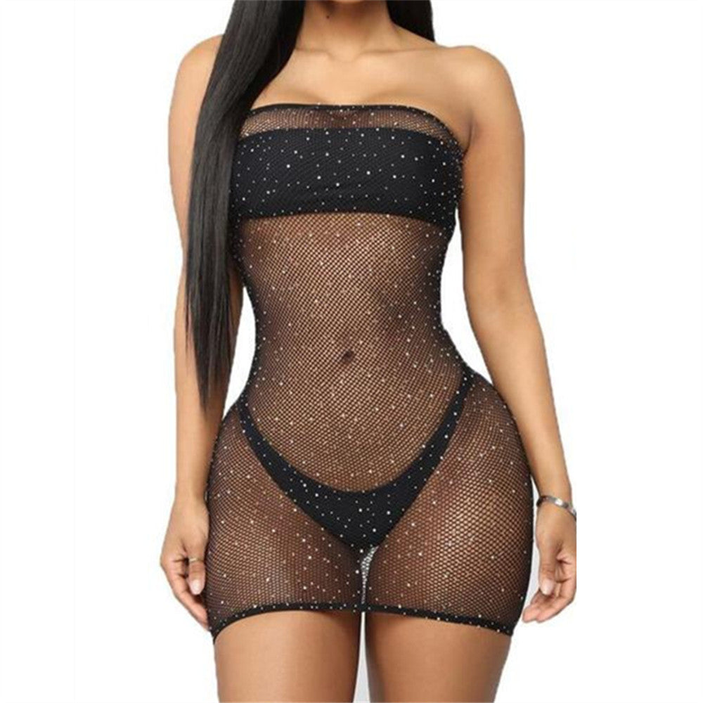 SEXY SHINY MESH NIGHTDRESS