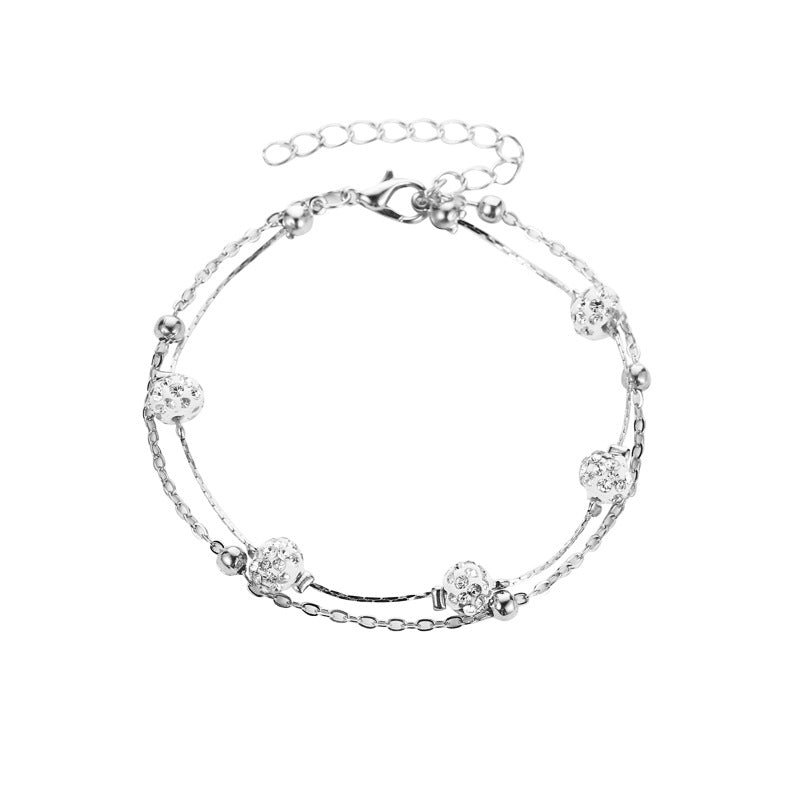 Double Layer Anklet Crystal Ankle Bracelet Footchain