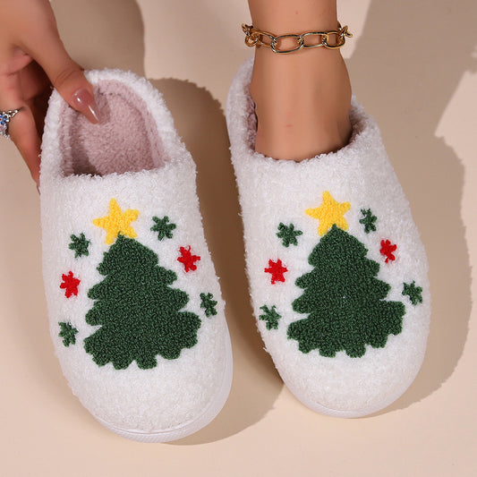 Christmas Tree Plush Warm Slippers