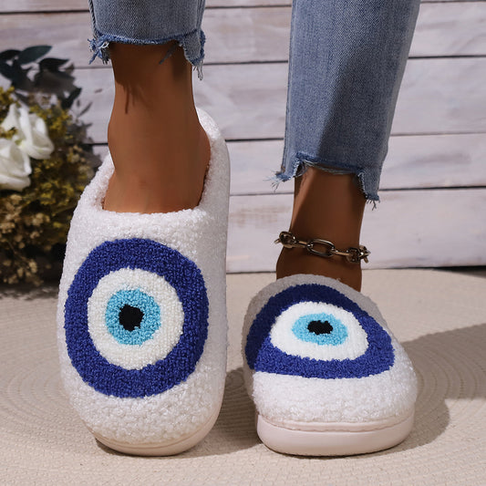 Evil Eyes Soft Plush Comfy Slippers