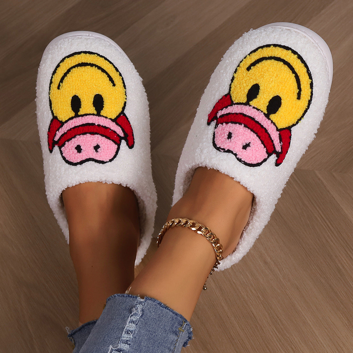 Christmas Smiley Soft Plush Comfy Slipper