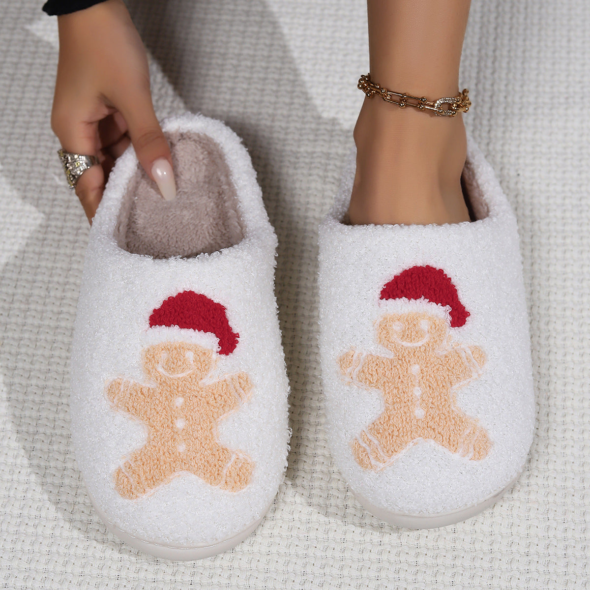 Gingerbread Plush Warm Slippers