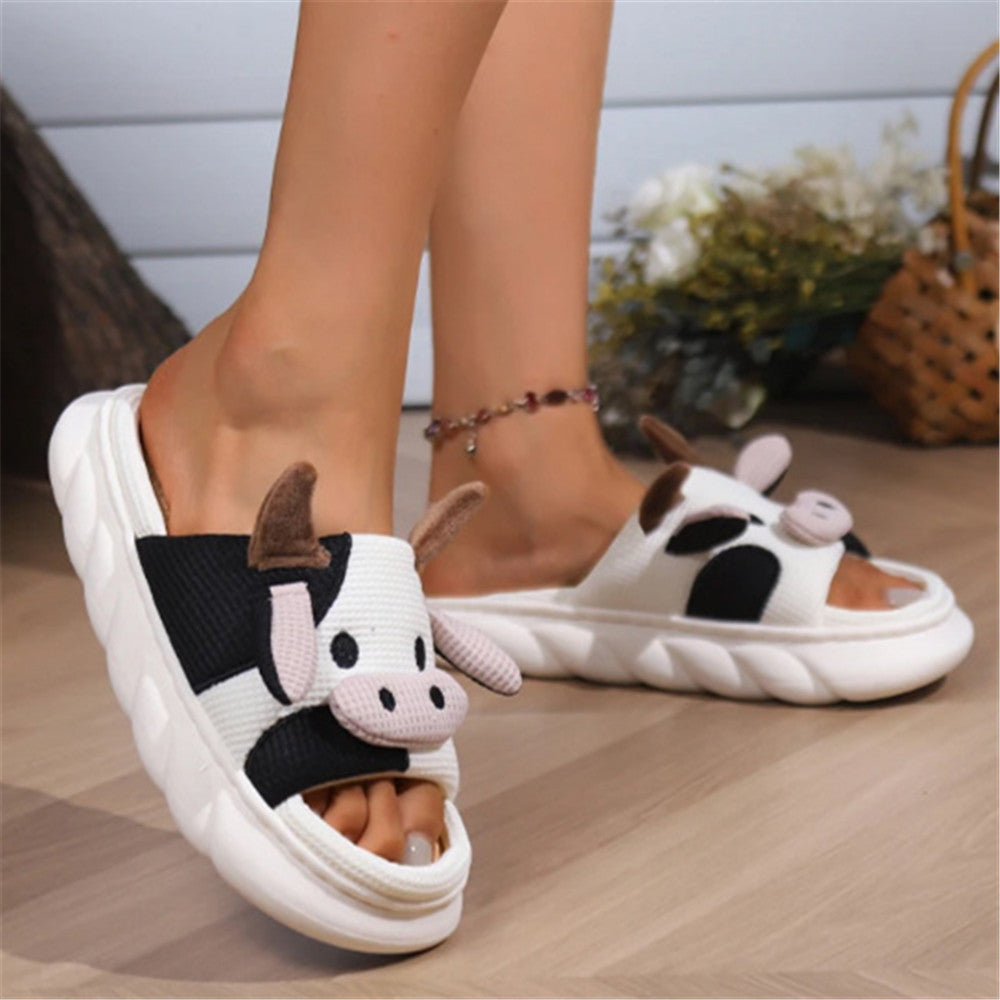 Cow Home Linen Slippers