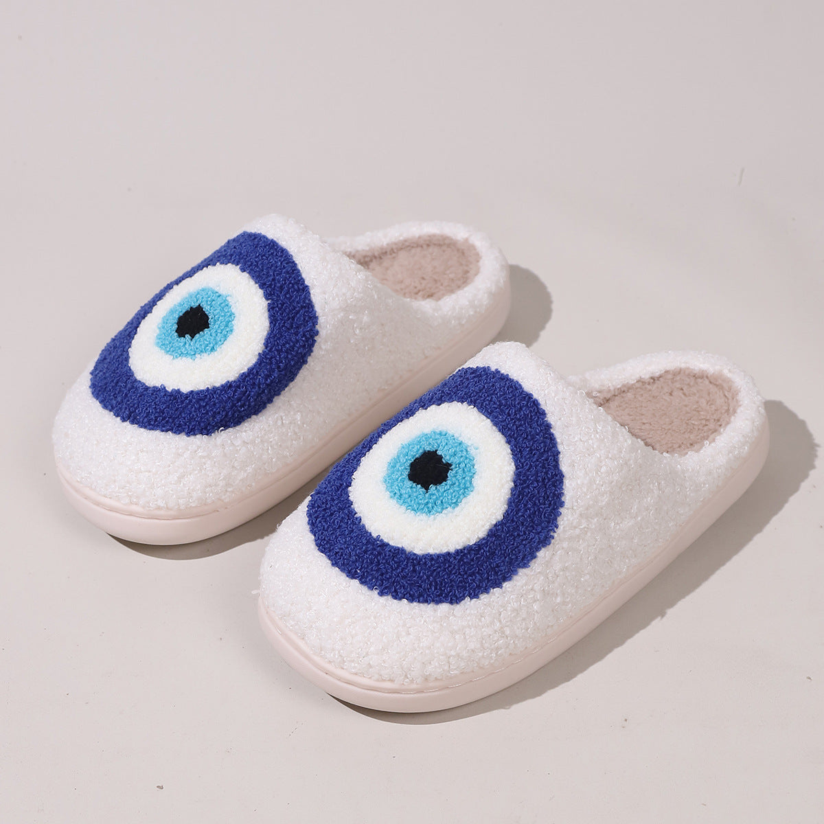 Evil Eyes Soft Plush Comfy Slippers