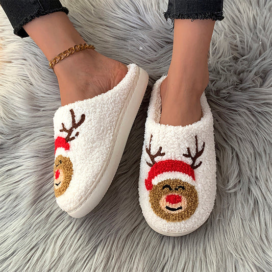 Elk Plush Warm Slippers