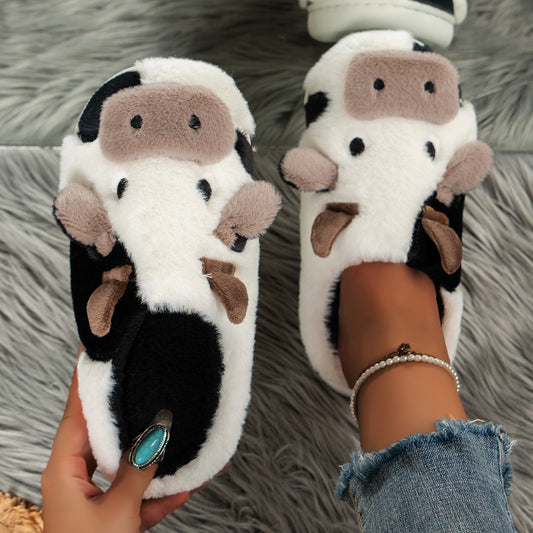 Plush Cow House Slippers