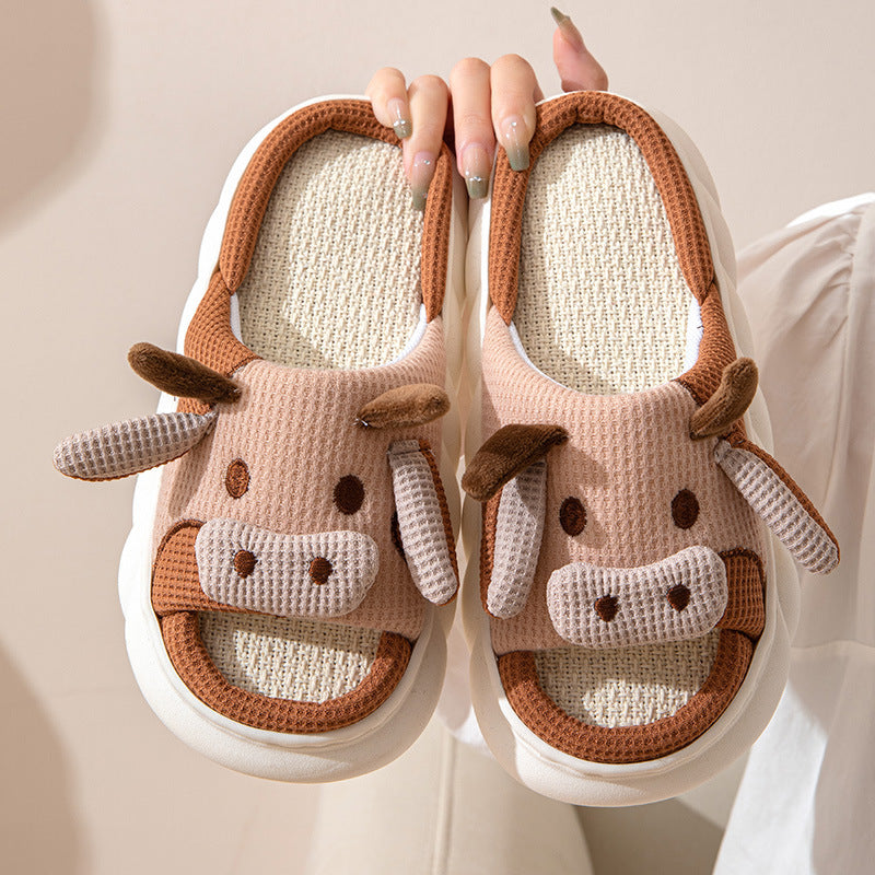 Cow Home Linen Slippers