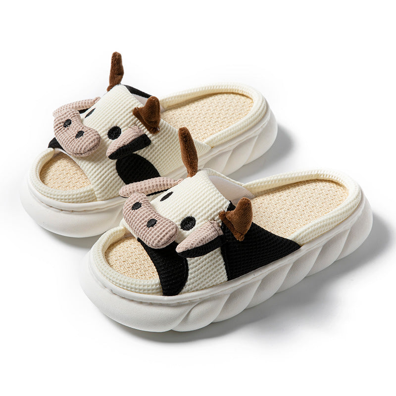 Cow Home Linen Slippers