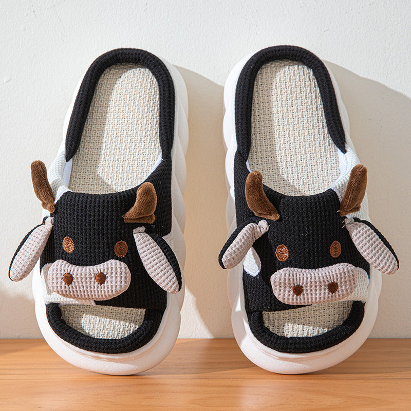 Cow Home Linen Slippers