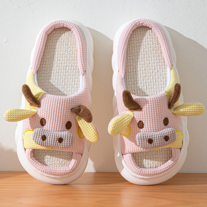 Cow Home Linen Slippers