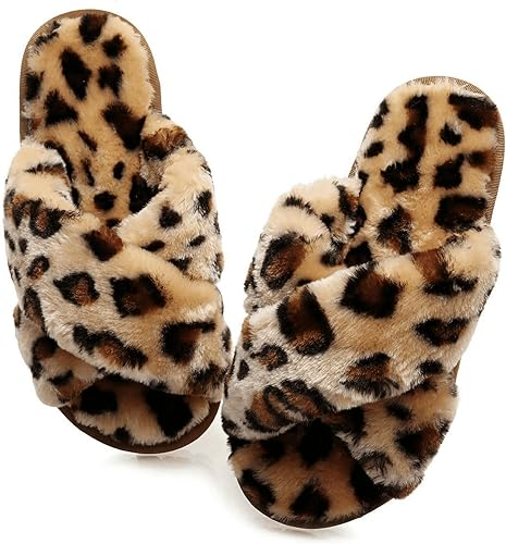 Cross Band Fuzzy Soft House Slippers