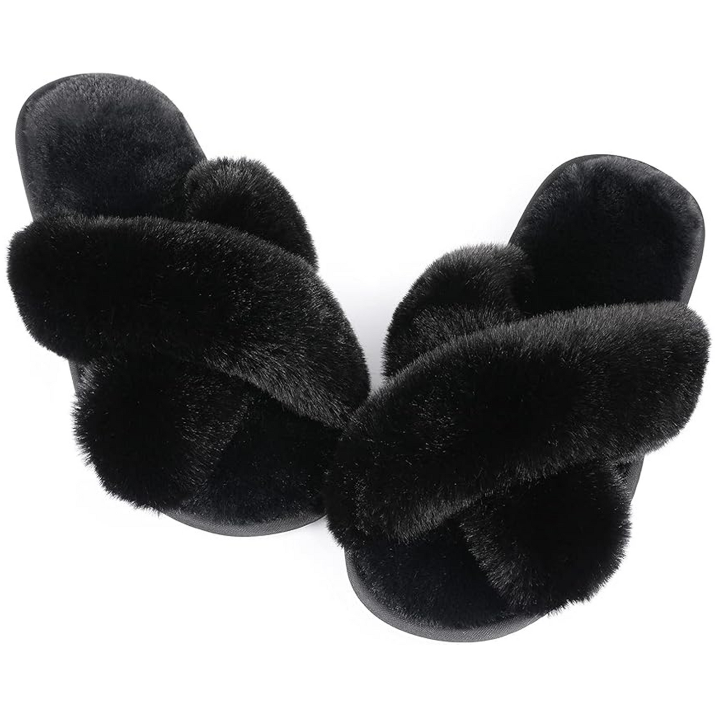 Cross Band Fuzzy Soft House Slippers