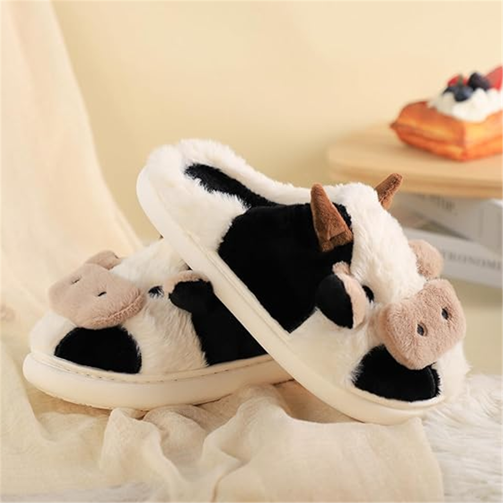 Plush Cow House Slippers