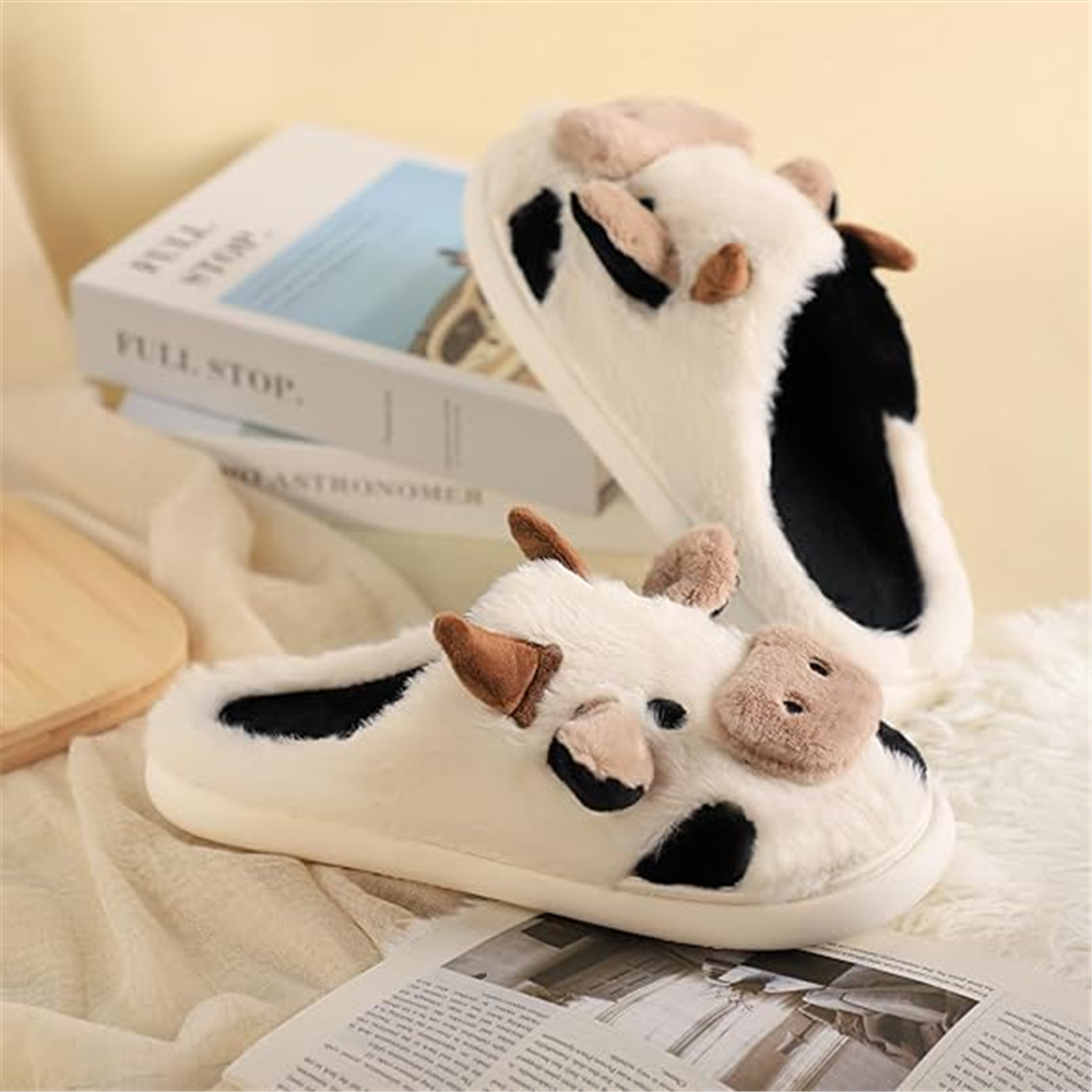 Plush Cow House Slippers