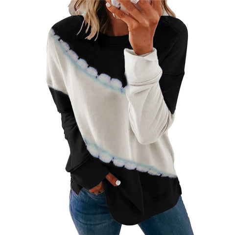 Tie Dye Striped Printed Pullover Tops Shirts