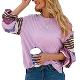 Oversized  Striped Colorblock Sleeve Pullover Knit Tops