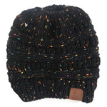 Cable Knit Beanie Hat Bundle Hair Tie