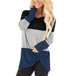 Color Block Twist Knot Pullover Shirt