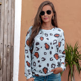Leopard Printed Long Sleeve Waffle Knit Tops