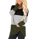 Color Block Twist Knot Pullover Shirt