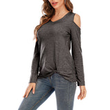 Cold Shoulder Tops Knot Twisted Shirts