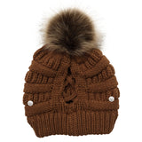 Chunky Slouchy Side Button Skullcap with Pom