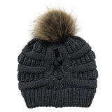 Knit Criss Cross Beanie Hat with Pom
