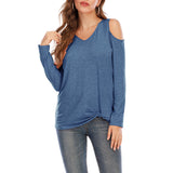 Cold Shoulder Tops Knot Twisted Shirts