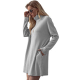 Baggy Oversized Turtleneck Pullover Mini Dress with Pockets