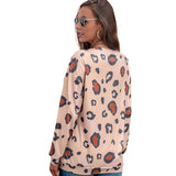 Leopard Printed Long Sleeve Waffle Knit Tops