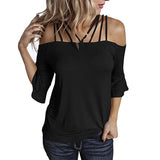 Strappy Off The Shoulder Tops Puff Sleeve