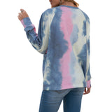 Tie Dye Printed Round Neck Loose Fit Pullover Tops