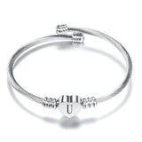 Women A-Z Initial Letter Love Heart Alphabet Name Cuff Bracelets