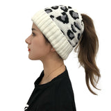 Leopard Cable Knit Beanie Hat
