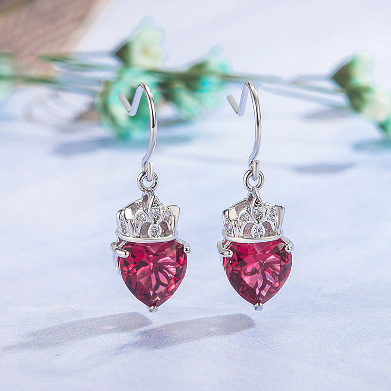 Heart Crown Drop Earrings