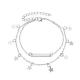 Double Layer Anklet Five-pointed Star Ankle Bracelet Footchain