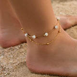 Double Layer Anklet Crystal Ankle Bracelet Footchain