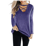 Criss Cross Long Sleeve Tunic Tops